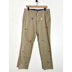 Men's Vineyard Vines Chinos Khakis Waist 33x32 Beige Lobster Print Critters